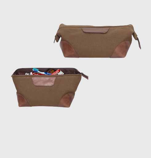 Canvas and Leather Wash Bag